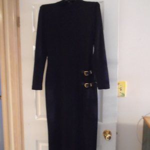 Navy fitted long sleeve dress